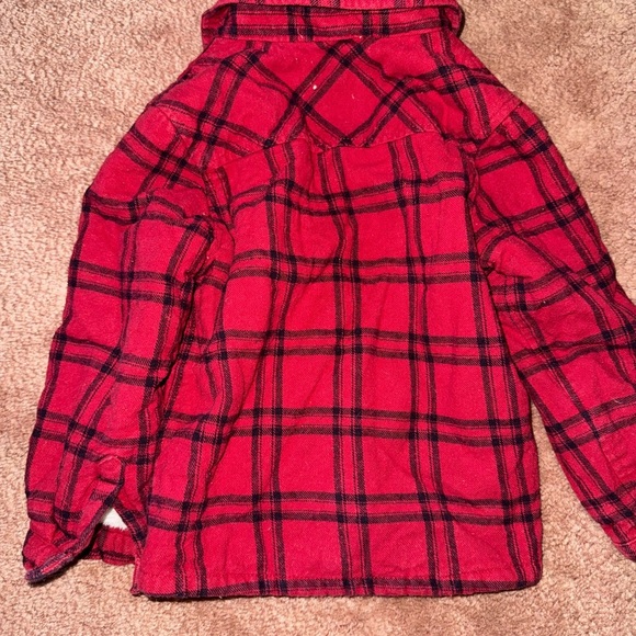 Cozy Red Plaid Kids Jean Jacket - Picture 3 of 3
